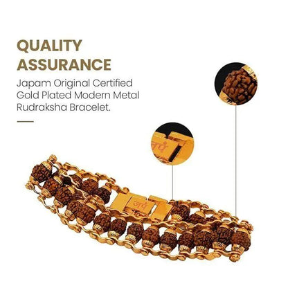 Rudraksha Panch Mukhi Gold-Plated Spiritual Bracelet for Men & Women ( Pack of 2 Bracelets )
