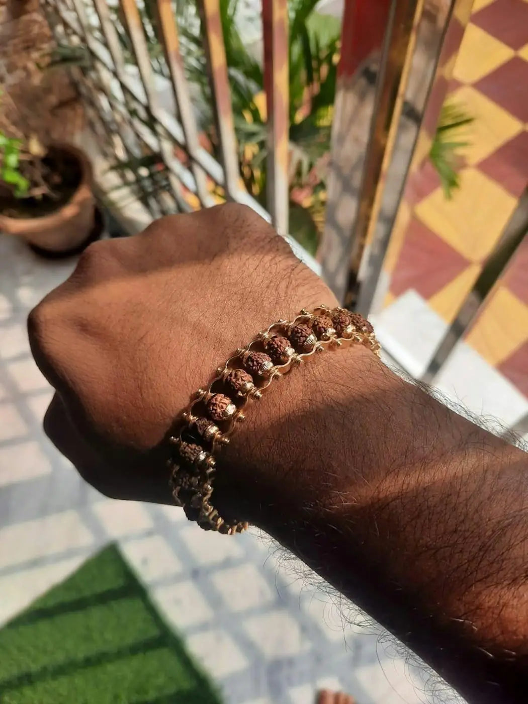 Rudraksha Panch Mukhi Gold-Plated Spiritual Bracelet for Men & Women ( Pack of 2 Bracelets )