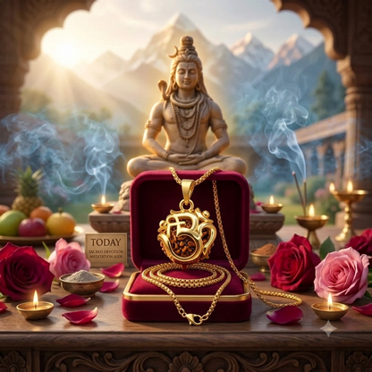 Divine OM Rudraksha Gold-Plated Pendant Necklace | OMORA