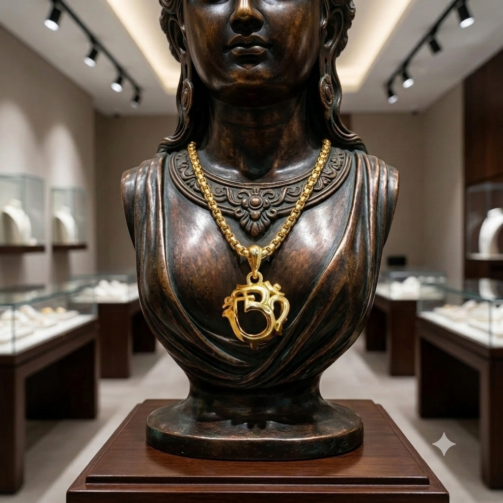 Divine OM Rudraksha Gold-Plated Pendant Necklace | OMORA