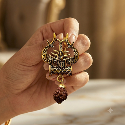 Mahakal Divine Trishul Rudraksha Pendant Mahakal Divine Trishul Rudraksha Pendant | Gold-Plated Shiva Pendant