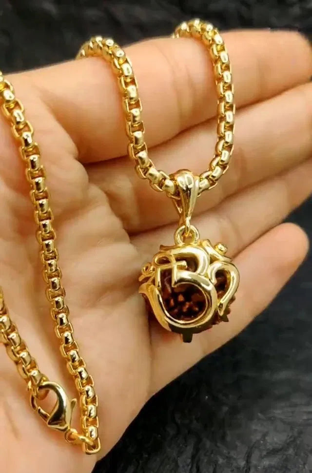 Divine OM Rudraksha Gold-Plated Pendant Necklace | OMORA