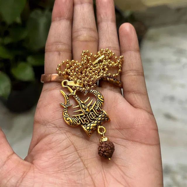 Mahakal Divine Trishul Rudraksha Pendant Mahakal Divine Trishul Rudraksha Pendant | Gold-Plated Shiva Pendant