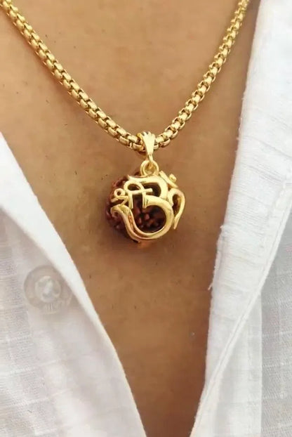 Divine OM Rudraksha Gold-Plated Pendant Necklace | OMORA